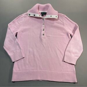 Vintage Lauren Jeans Co Half-Snap Cotton Knit Pullover Sweater - Womens Large